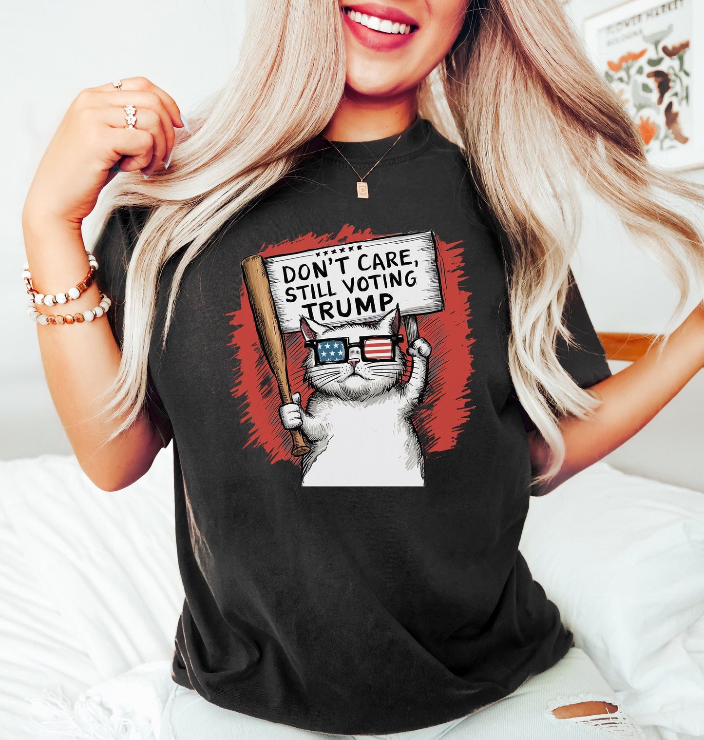 „Mir egal, ich wähle trotzdem Trump“-Shirt, Trump-Wahl 2024-T-Shirt, lustiges politisches Shirt, patriotisches Katzen-Shirt, lustiges Trump-Katzen-Shirt (T-Shirt & Hoodie)