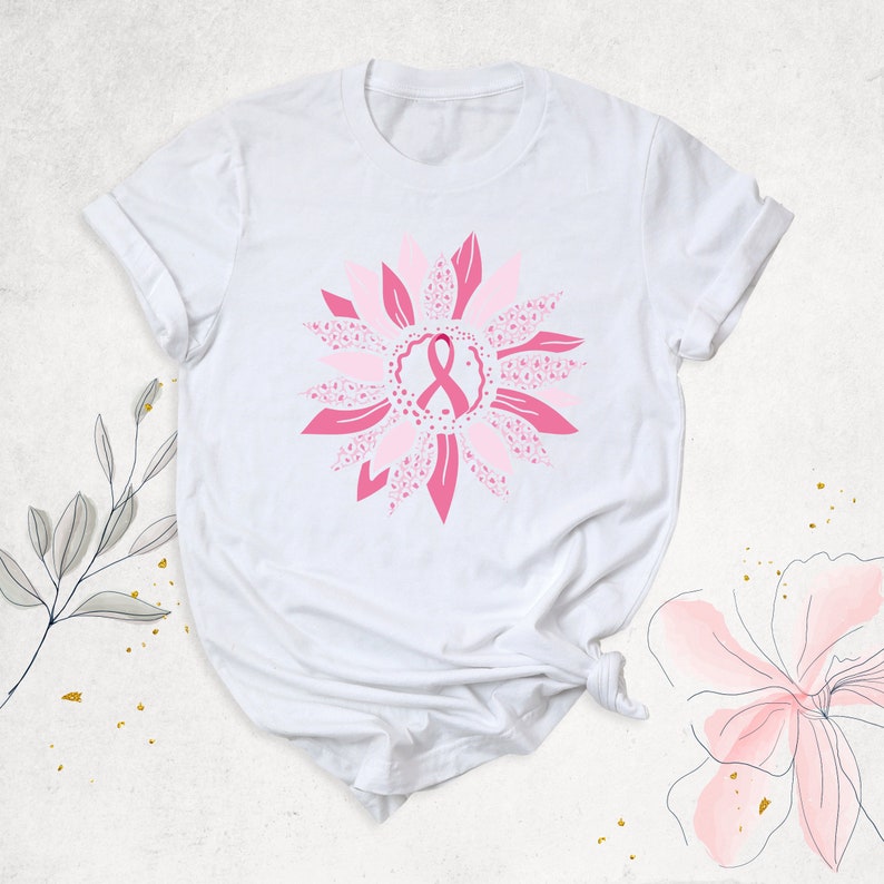 T-Shirt mit Sonnenblumenmotiv zur Brustkrebsvorsorge, „Wir tragen Rosa“-Shirt, Shirt zur Krebsaufklärung, T-Shirt und Hoodie mit rosa Schleife zur Brustkrebsvorsorge 0924