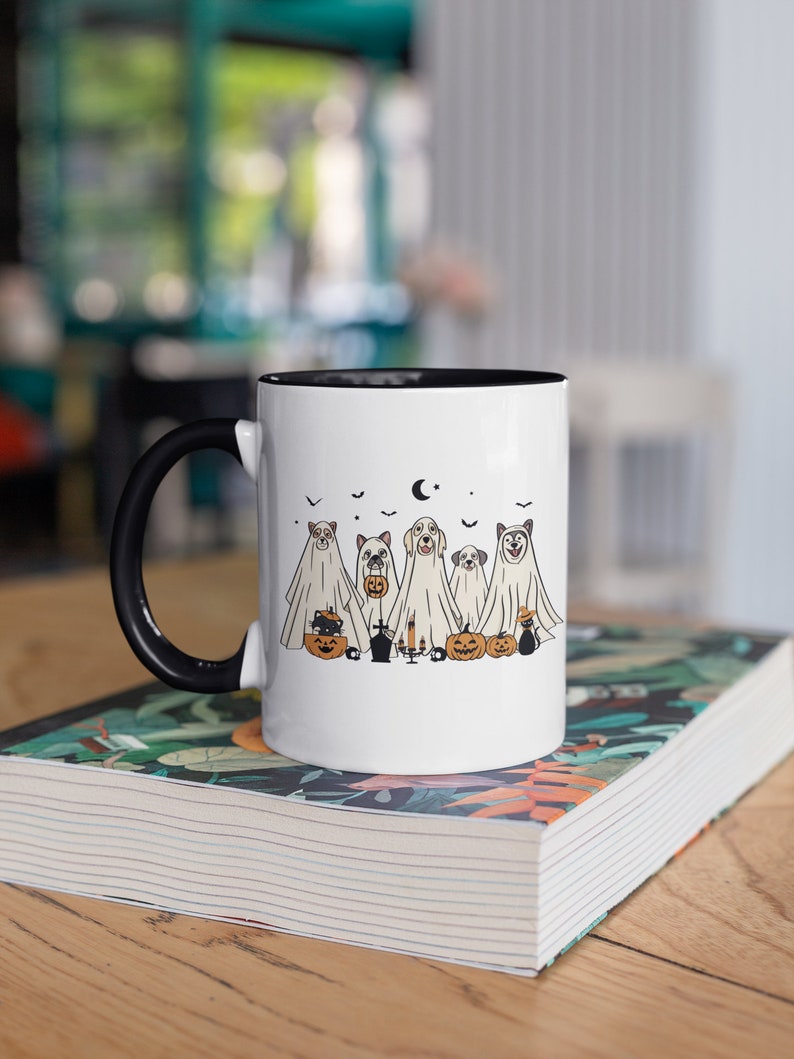 Cute Ghost Dog Mug, Halloween Dog Mug Halloween Accent Mug 0924
