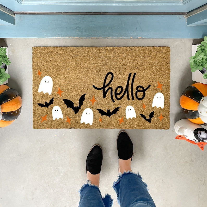 Halloween Doormat Bats, Ghost Welcome Mat, Outdoor Doormat Halloween Doormat 0924