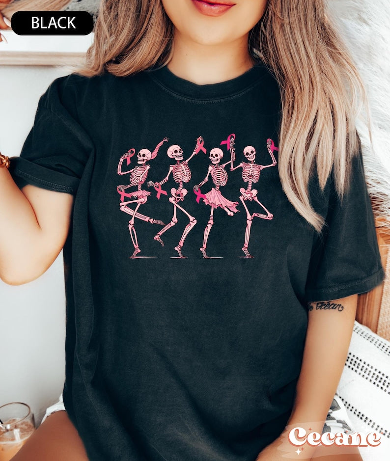 Dancing Skeletons Breast Cancer Shirt Breast Cancer Awareness T-shirt & Hoodie 0924