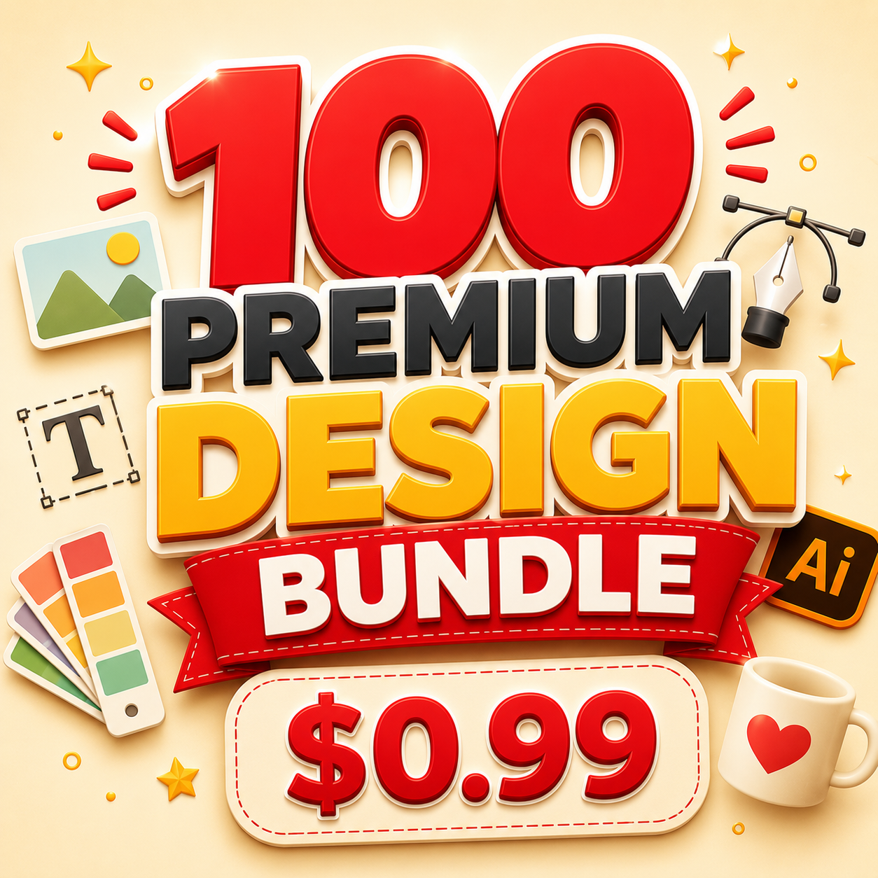 100 Premium Design Bundle - $0.99