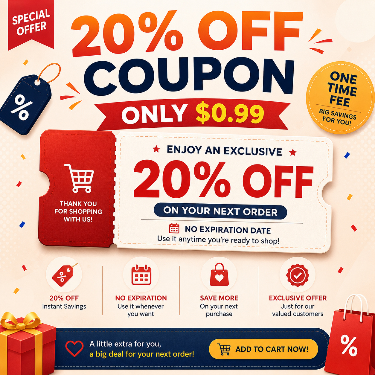 20% OFF Coupon - Only $0.99
