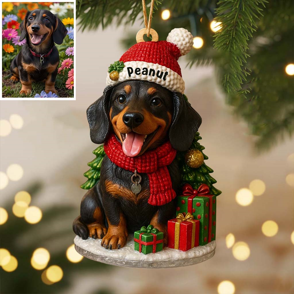 Christmas Dog - Personalized Dachshund Dog Custom Shaped Ornament