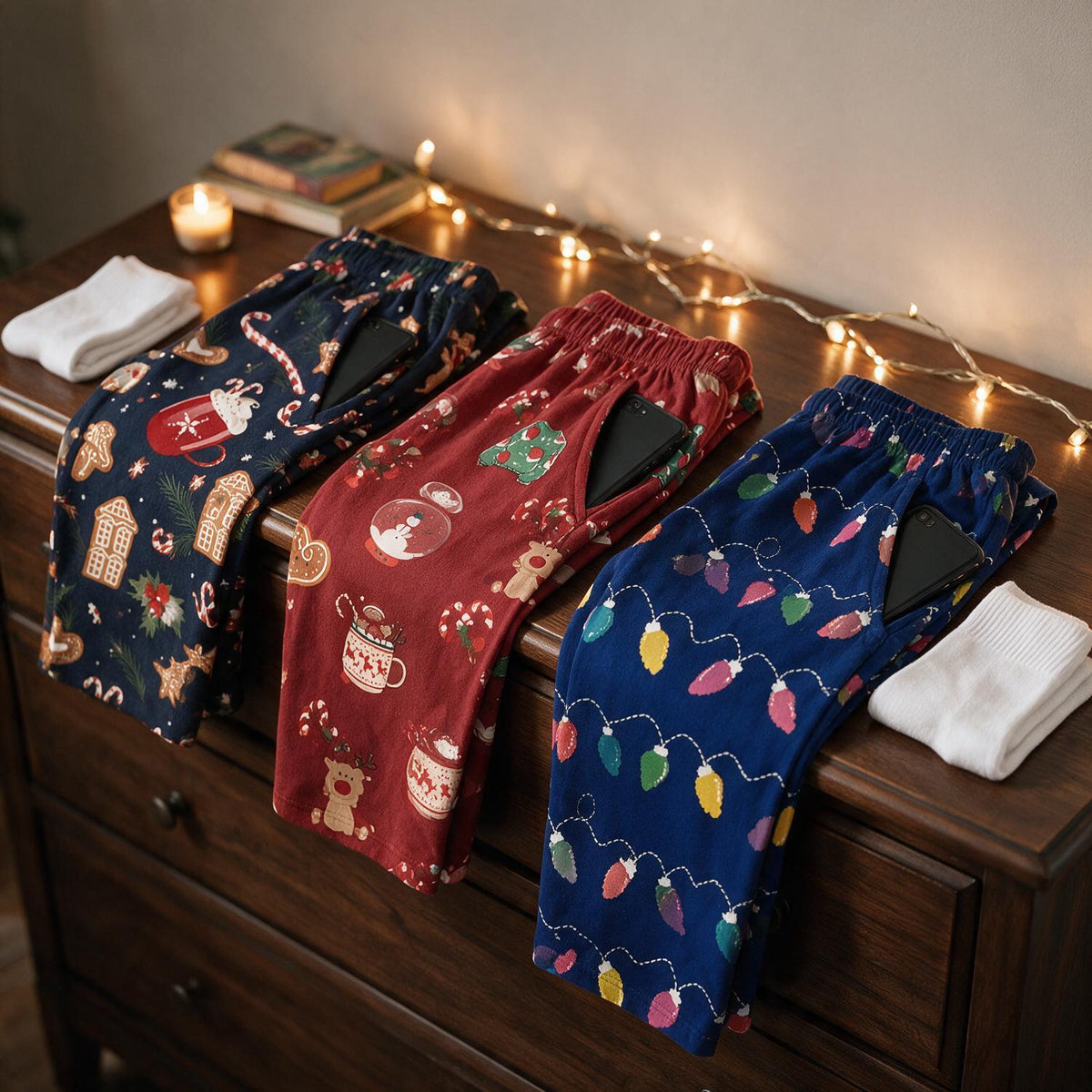 Custom Photo Christmas Funny Men's Lounge Pants, Gag Gift Pajama Bottoms
