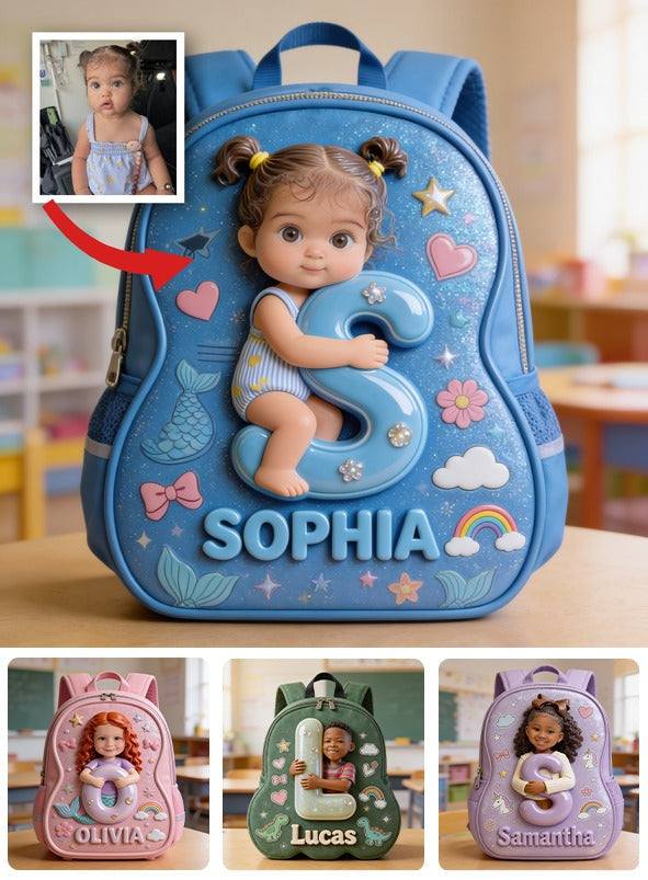 Personalisierter 3D Latein Mädchen Rucksack mit Namen, Glitzer Geschenk für kleine Mädchen