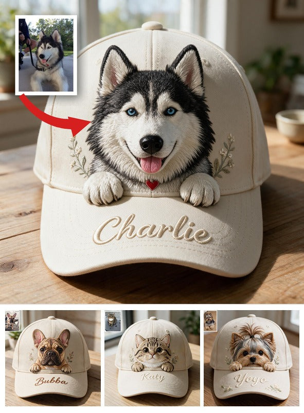 Personalisierte Fluffy Blauäugige Siberian Husky Classic Cap Geschenk für Husky-Liebhaber