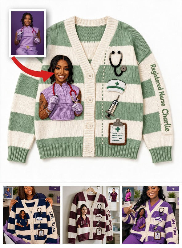 Personalisierter Krankenschwester Cardigan | Süßes Faux-Strick Design, Perfektes Geschenk zur Wertschätzung für Lateinische Krankenschwestern