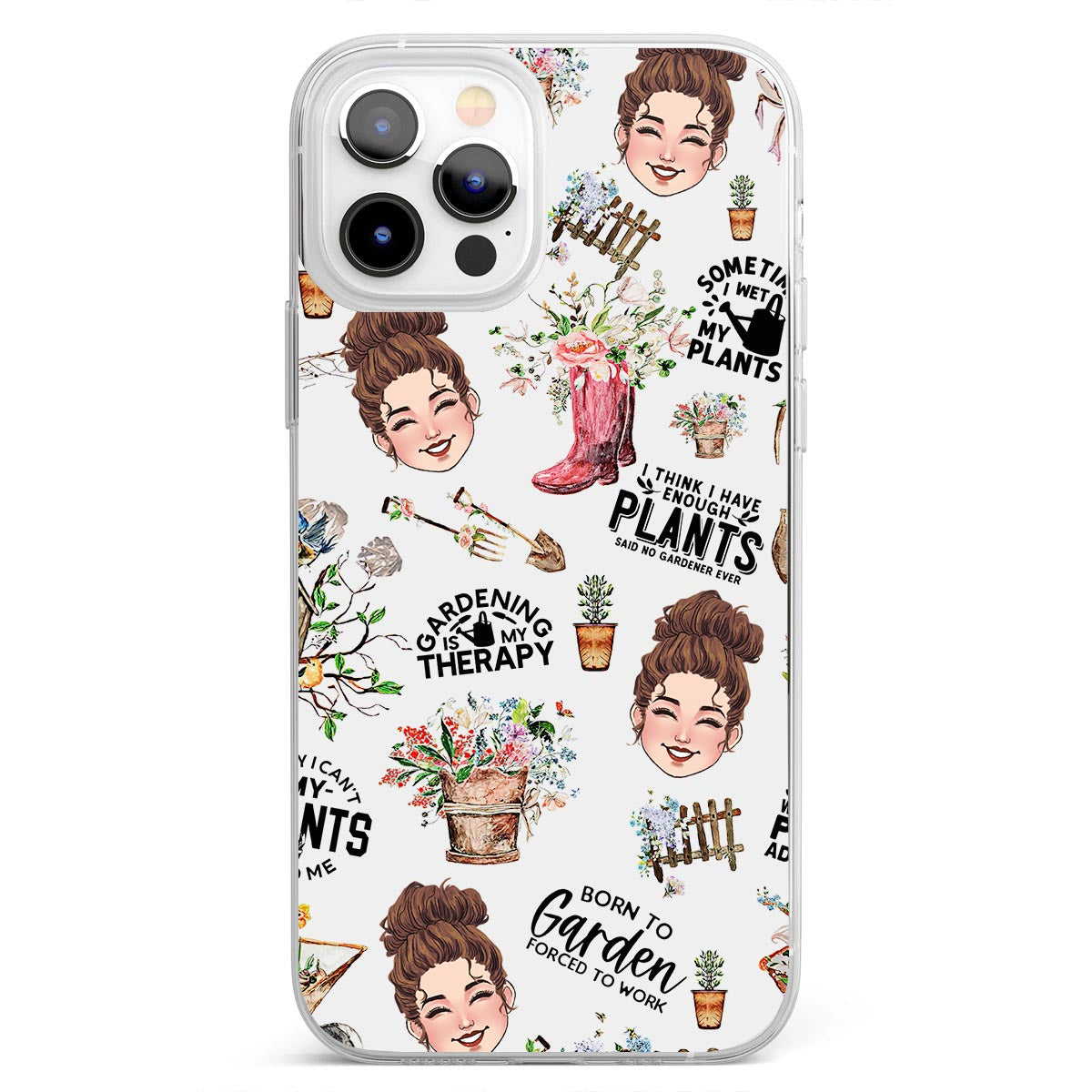 Ich gärtnere seit meiner Geburt – Personalisierte transparente Handyhülle mit Gartenmotiv