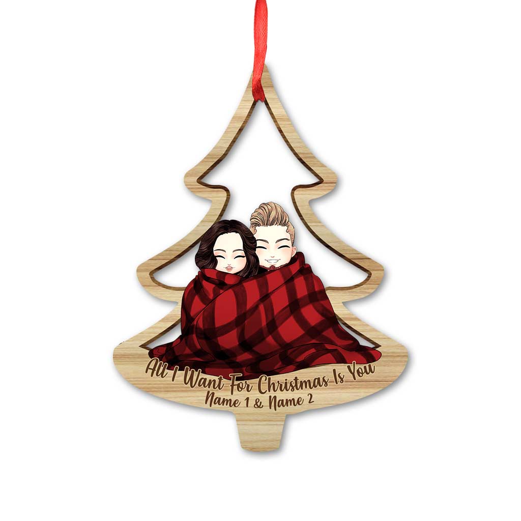 Lovely Cozy Couple Christmas Tree - Personalized Christmas Couple Ornament
