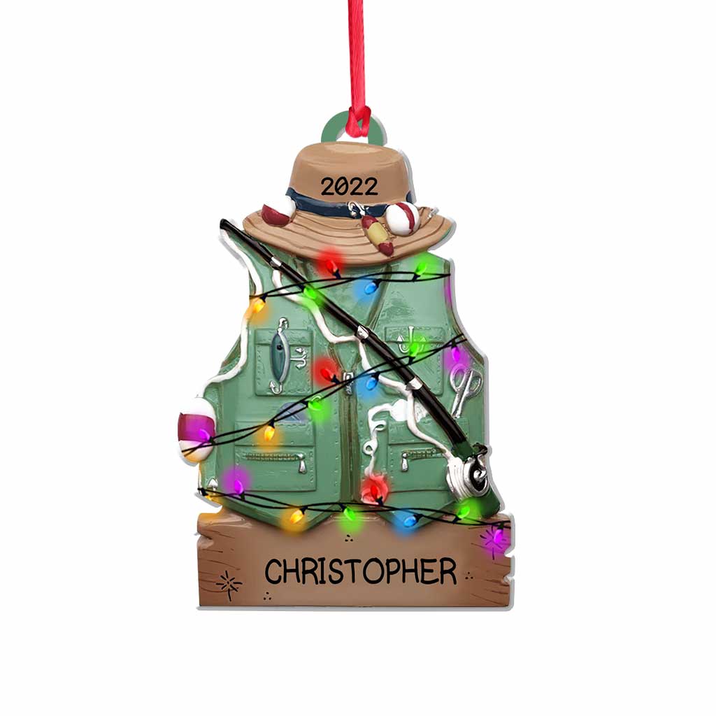 Fishing Outfit - Personalized Christmas Ornament (Printed On Both Sides)