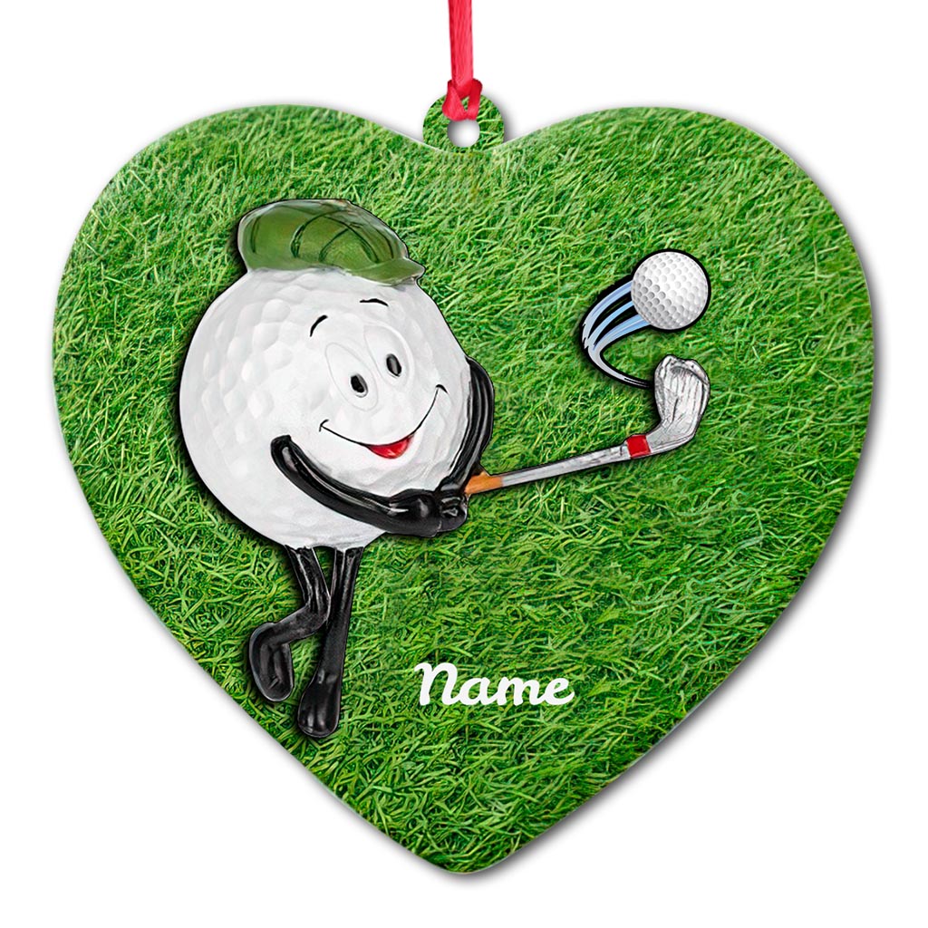 Playing Golf - Personalized Christmas Golf Ornament (Printed On Both Sides)