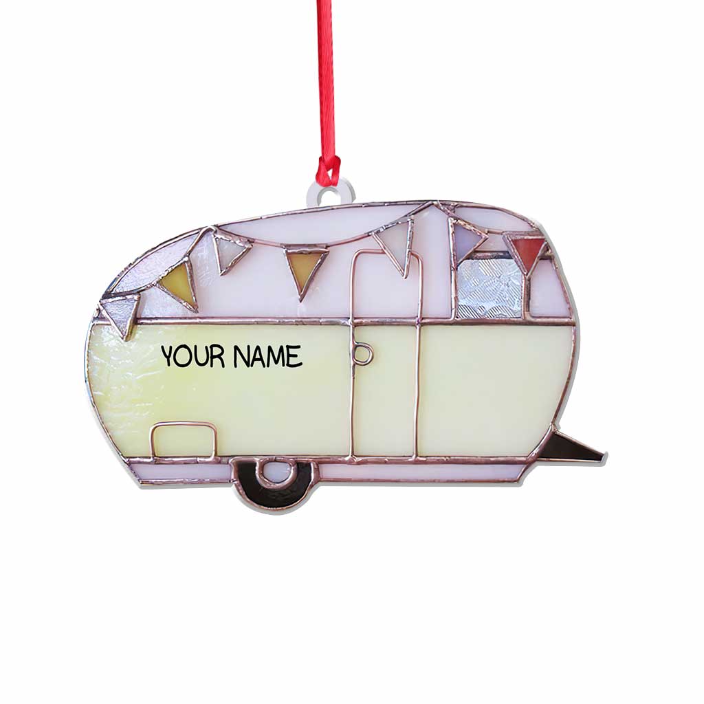 Liebe zum Camping – Personalisierter Weihnachtsschmuck (beidseitig bedruckt)