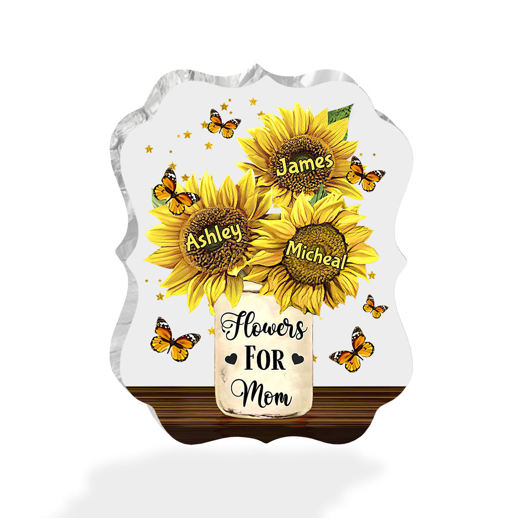 Blumen für Mama – Geschenk für Mama, Oma – Personalisierte Acrylplakette in individueller Form