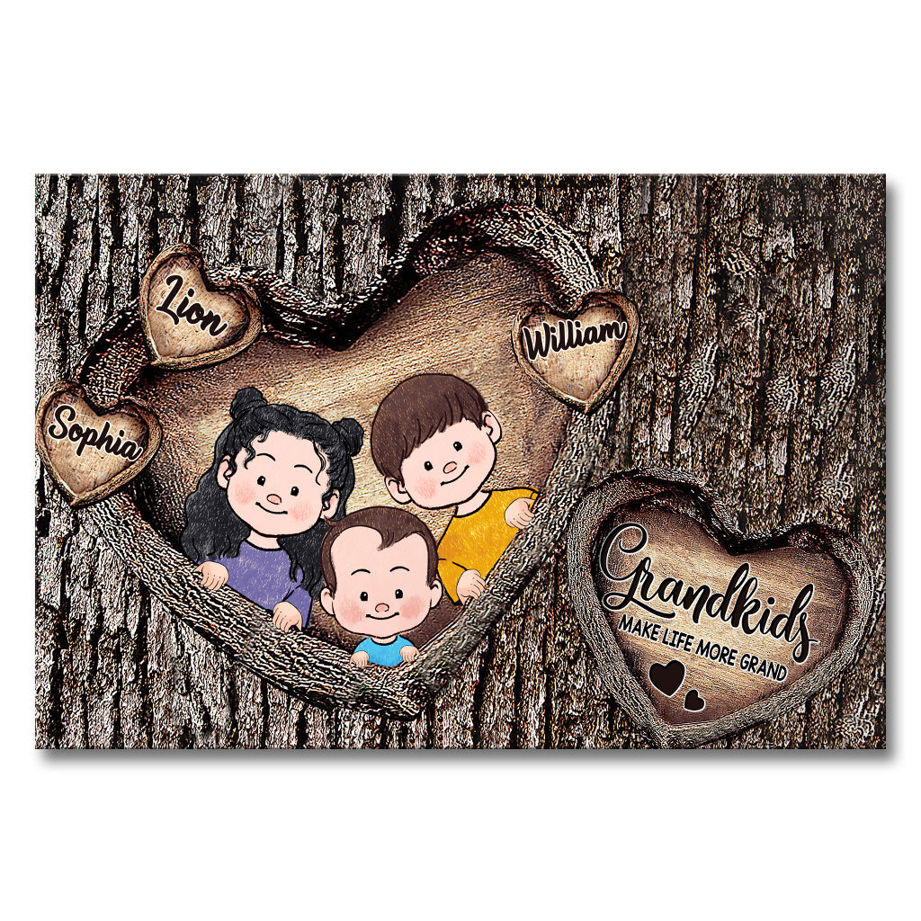 Grandkids Make Life More Grand - Personalized Grandma Canvas and Poster
