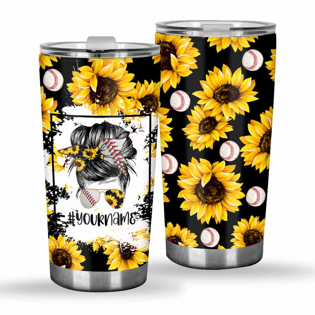 Baseball-Mama Sonnenblume – Personalisierter Baseball-Trinkbecher
