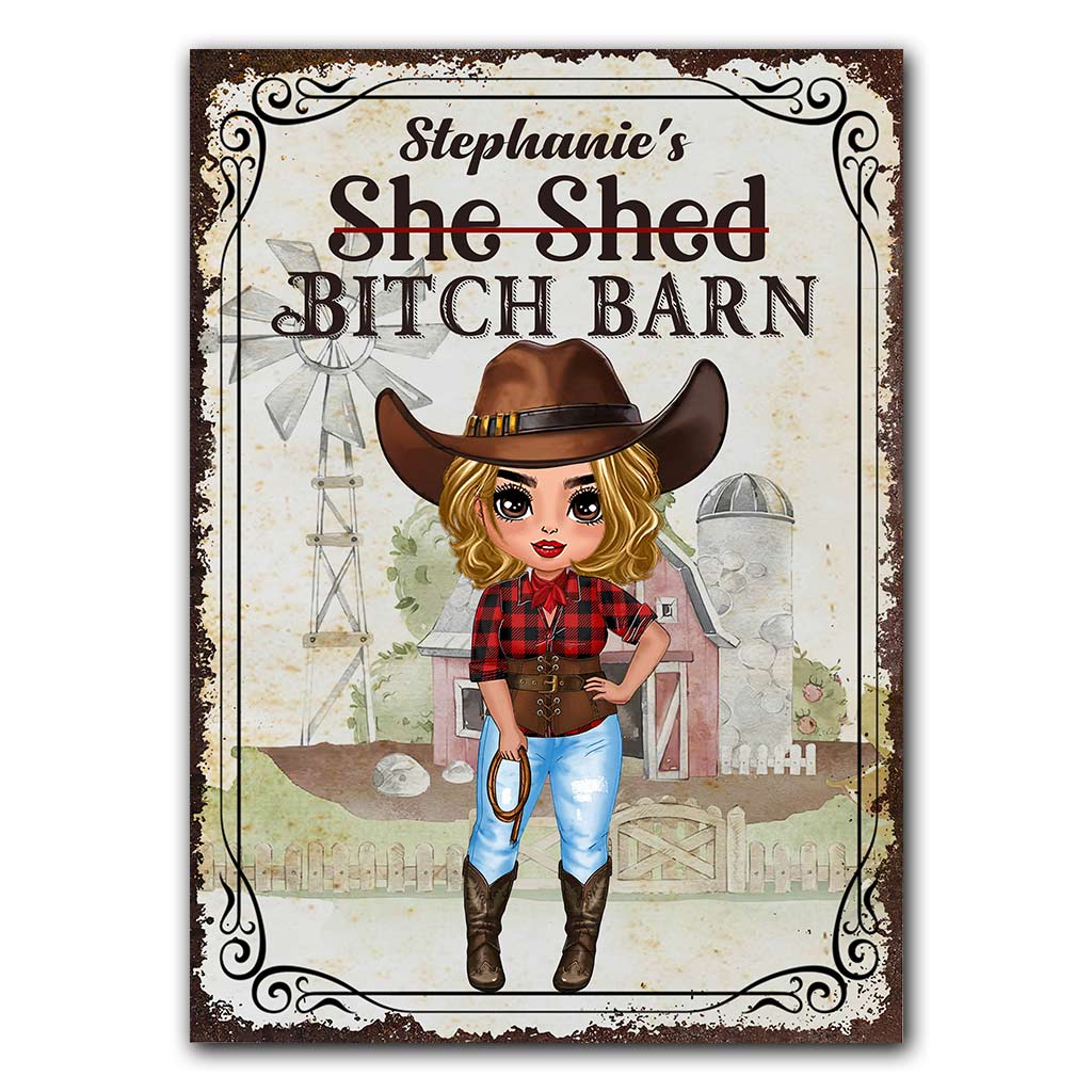 Horse Girl Barn - Personalisiertes rechteckiges Metallschild