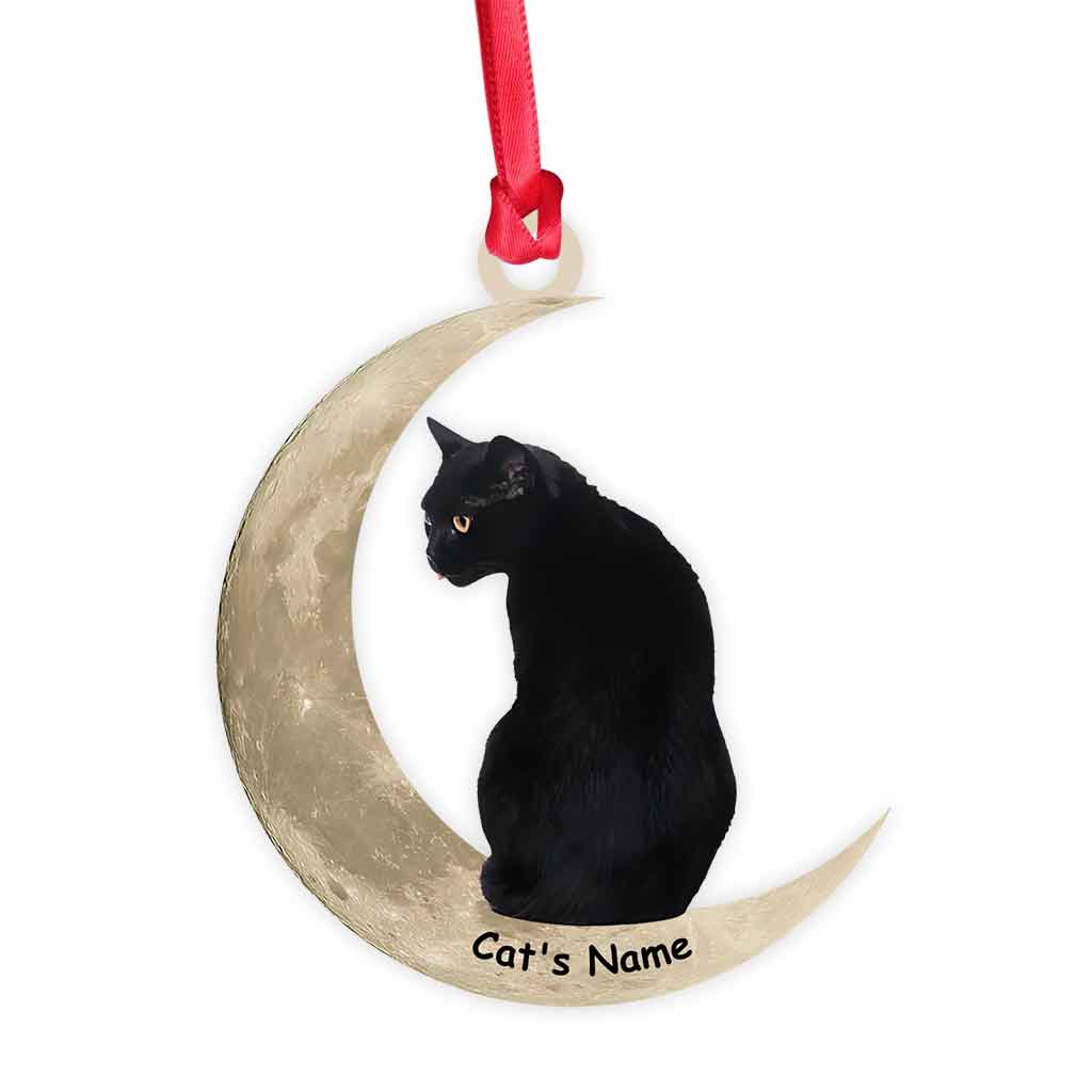 Schwarzer Katzenmond – Personalisierter Ornament (beidseitig bedruckt)