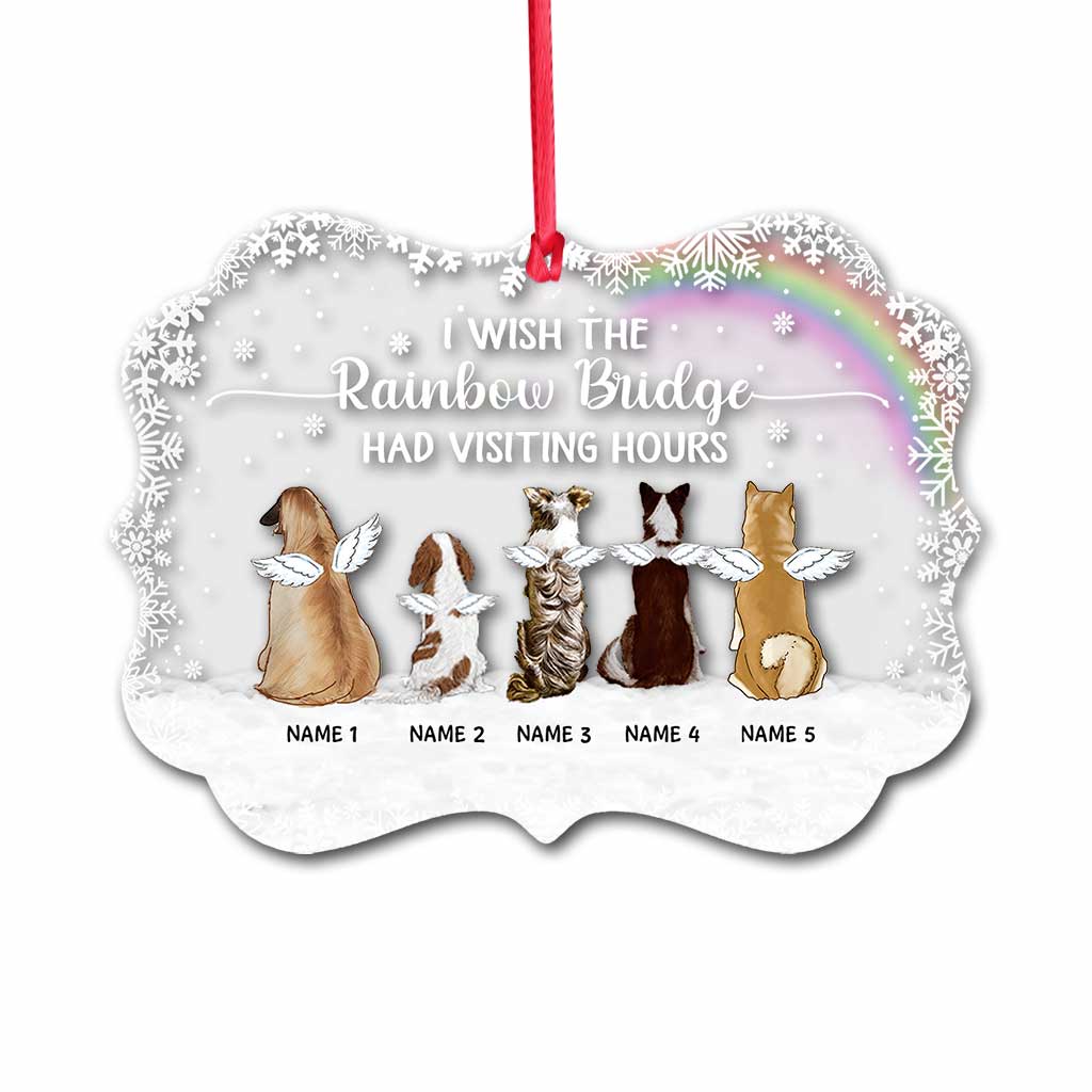Regenbogenbrücke – Personalisierter transparenter Weihnachtsschmuck in Hundeform