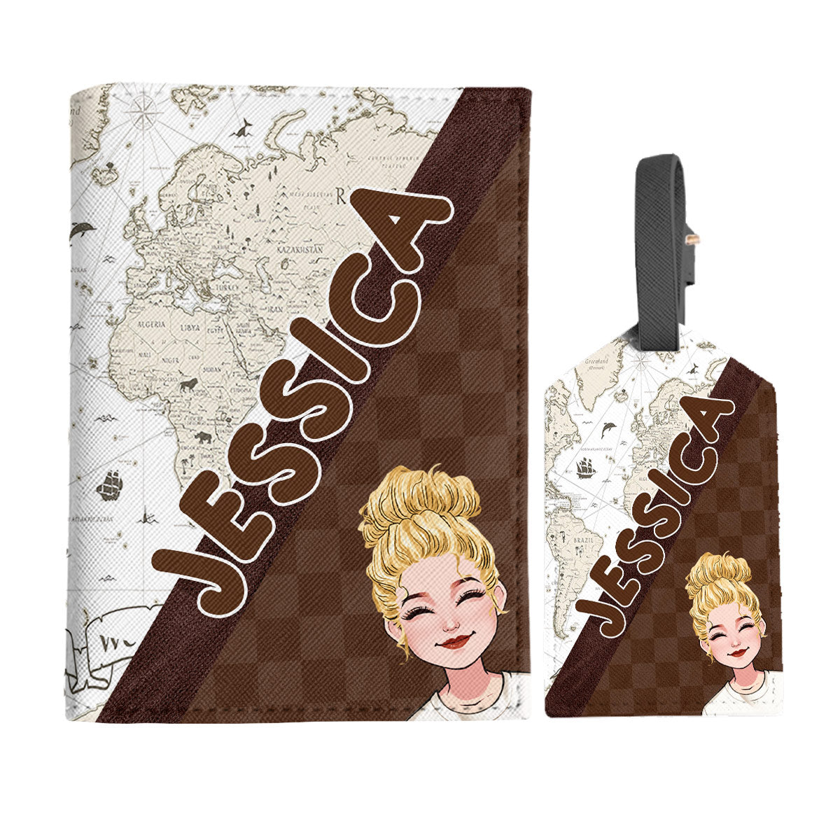 Adventure Awaits - Personalized Travelling Leather Luggage Tag & Passport Holder