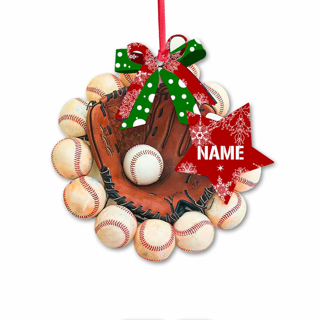 Baseballhandschuh – personalisierter Weihnachtsschmuck (beidseitig bedruckt)