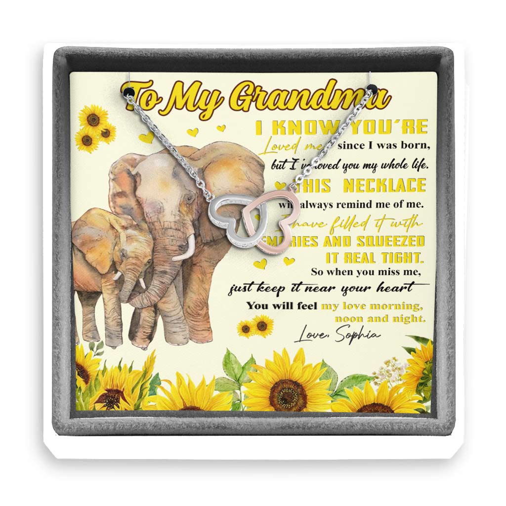 Ich liebe dich schon mein ganzes Leben lang – Personalisierte Muttertags-Halskette mit zwei Herzen für Oma