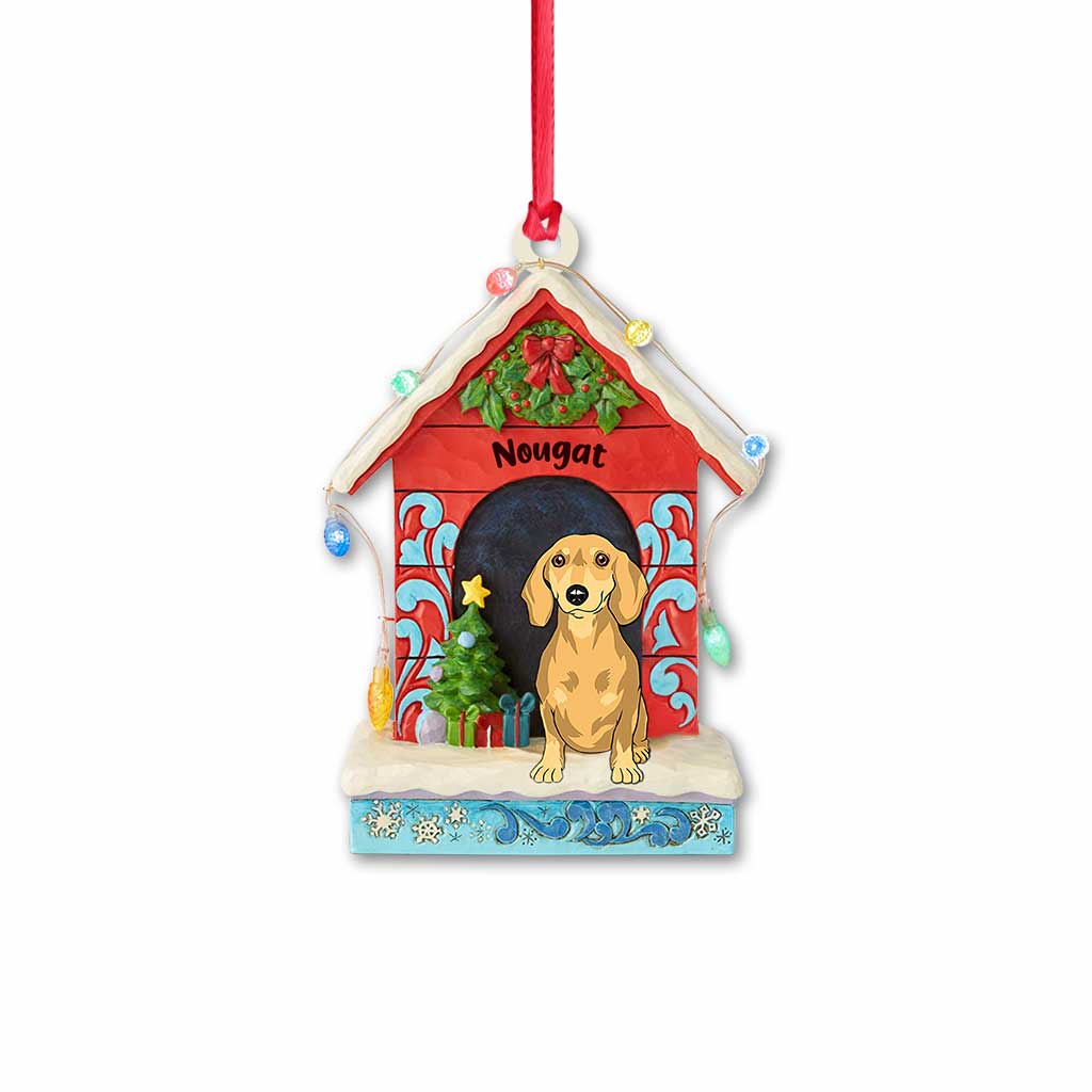 Ich liebe meinen Hund – Personalisierter transparenter Weihnachtsschmuck mit Hund
