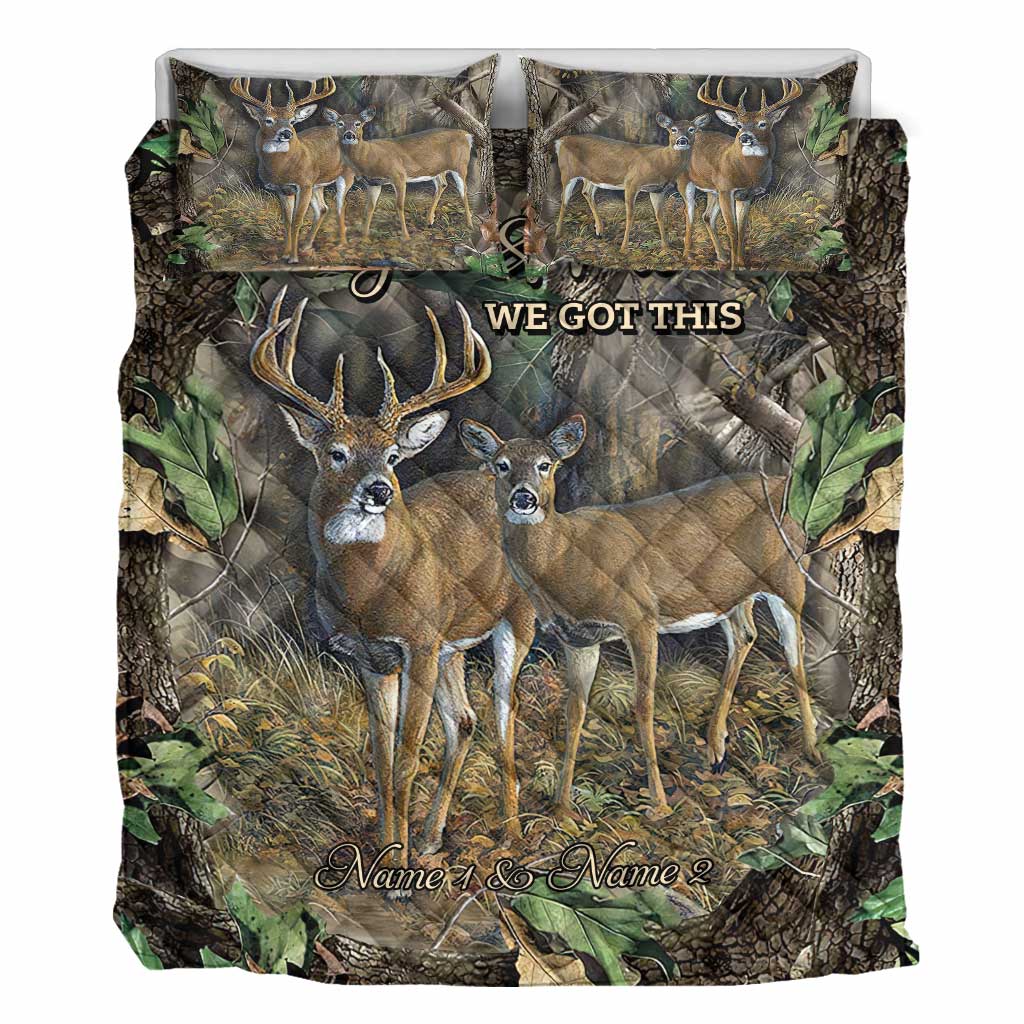 Du und ich, wir schaffen das – Personalisiertes Jagd-Quilt-Set