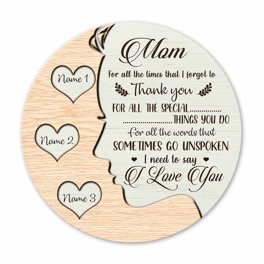 Ich liebe dich, Mama – Personalisiertes rundes Holzschild zum Muttertag mit 3D-Musterdruck