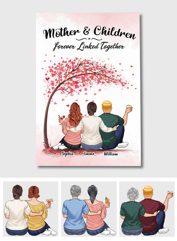 Für immer verbunden – Geschenk für Mama, Tochter, Sohn – Personalisierte Leinwand und Poster