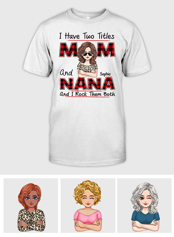 Ich habe zwei Titel – Personalisiertes Muttertags-T-Shirt und Hoodie für Omas