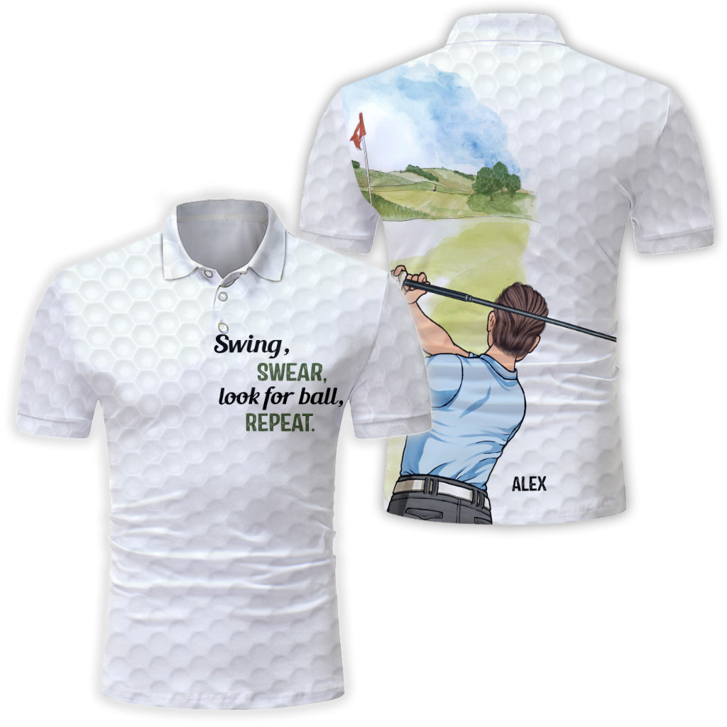 Swing Swear Look For Ball Repeat - Personalisiertes Golf-Poloshirt