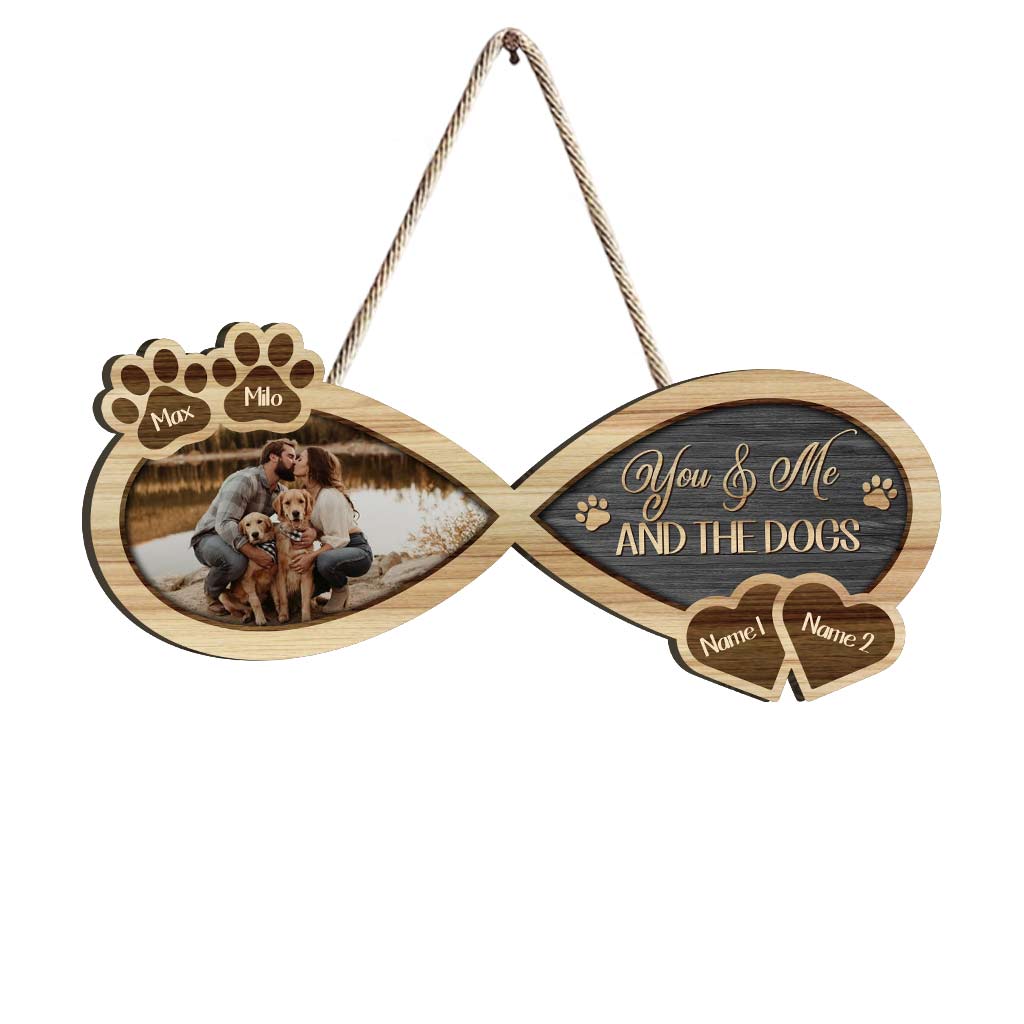 You And Me And The Dog - Personalized Couple Couple Wood Sign