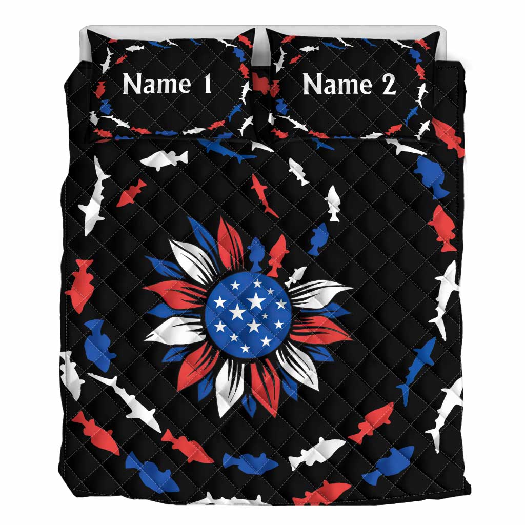 Schließ dich den Fischen im tiefblauen Meer an – personalisiertes Quilt-Set