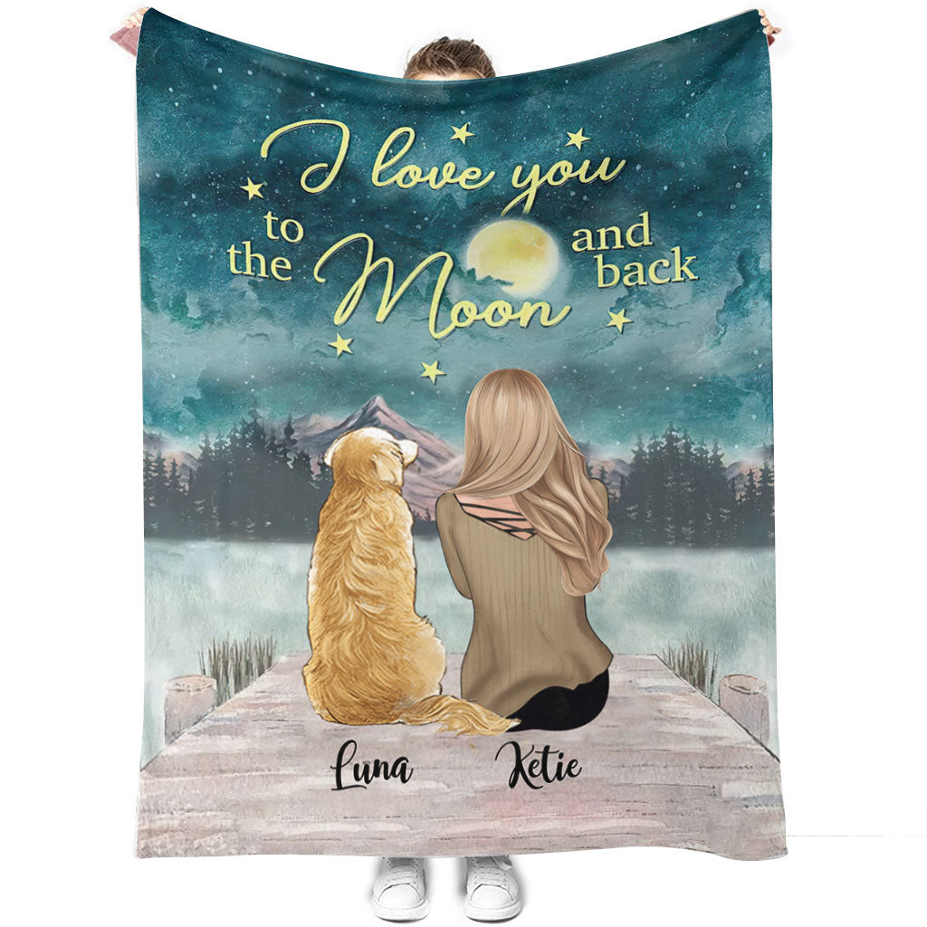 Ich liebe dich bis zum Mond – Personalisierte Hundedecke