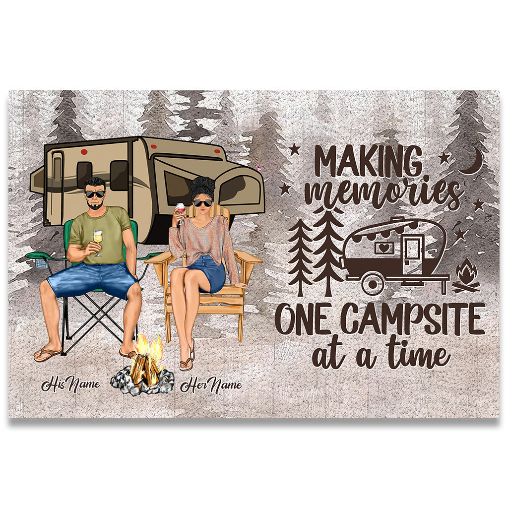 Let's Sit By The Campfire - Personalized Camping Doormat