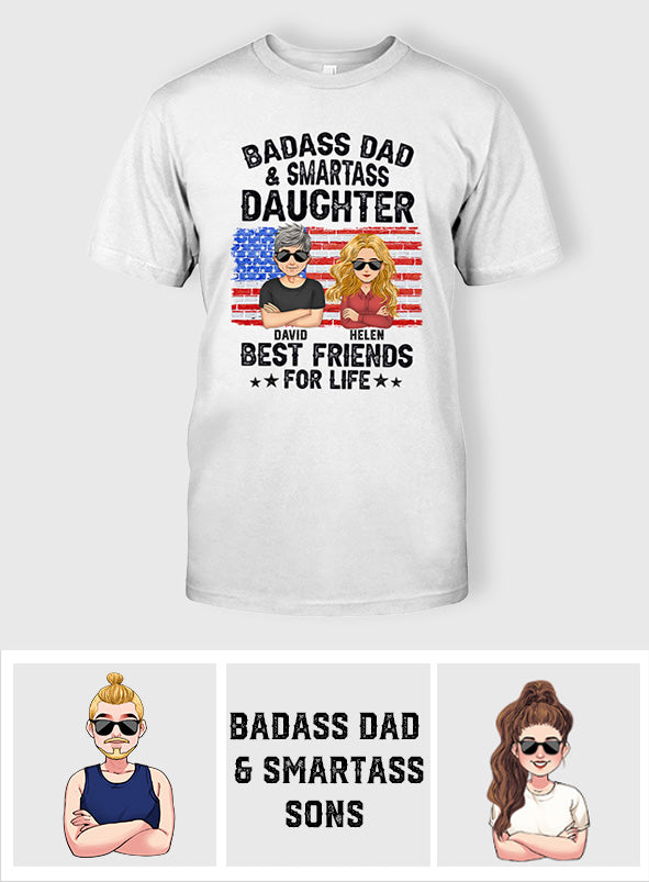Cooler Papa & freche Tochter – beste Freunde fürs Leben – personalisiertes Vater-T-Shirt und Hoodie