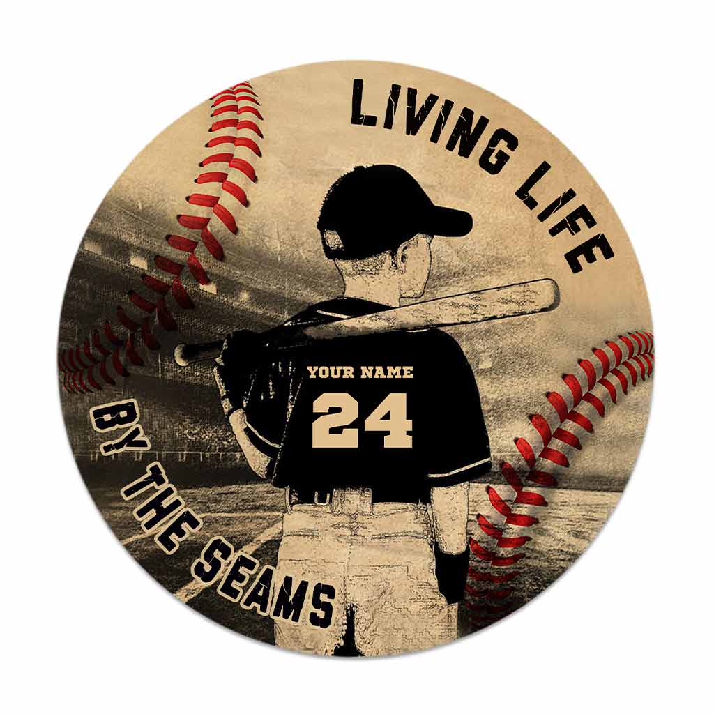 Leben am Limit – Personalisiertes rundes Holzschild „Baseball“