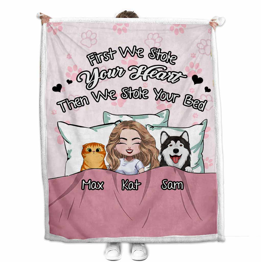 First We Stole Your Heart - Personalized Dog Blanket