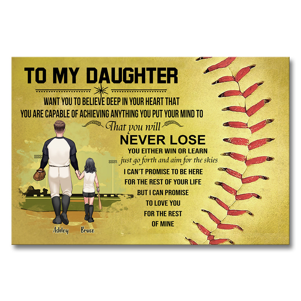Du wirst niemals verlieren – Personalisierte Softball-Leinwand und Poster