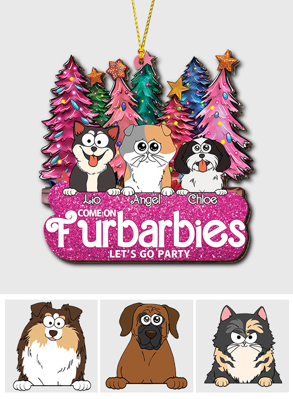 Auf geht's, Fellbären, lasst uns feiern! - Geschenk für Katzenliebhaber - Personalisierter Weihnachtsschmuck