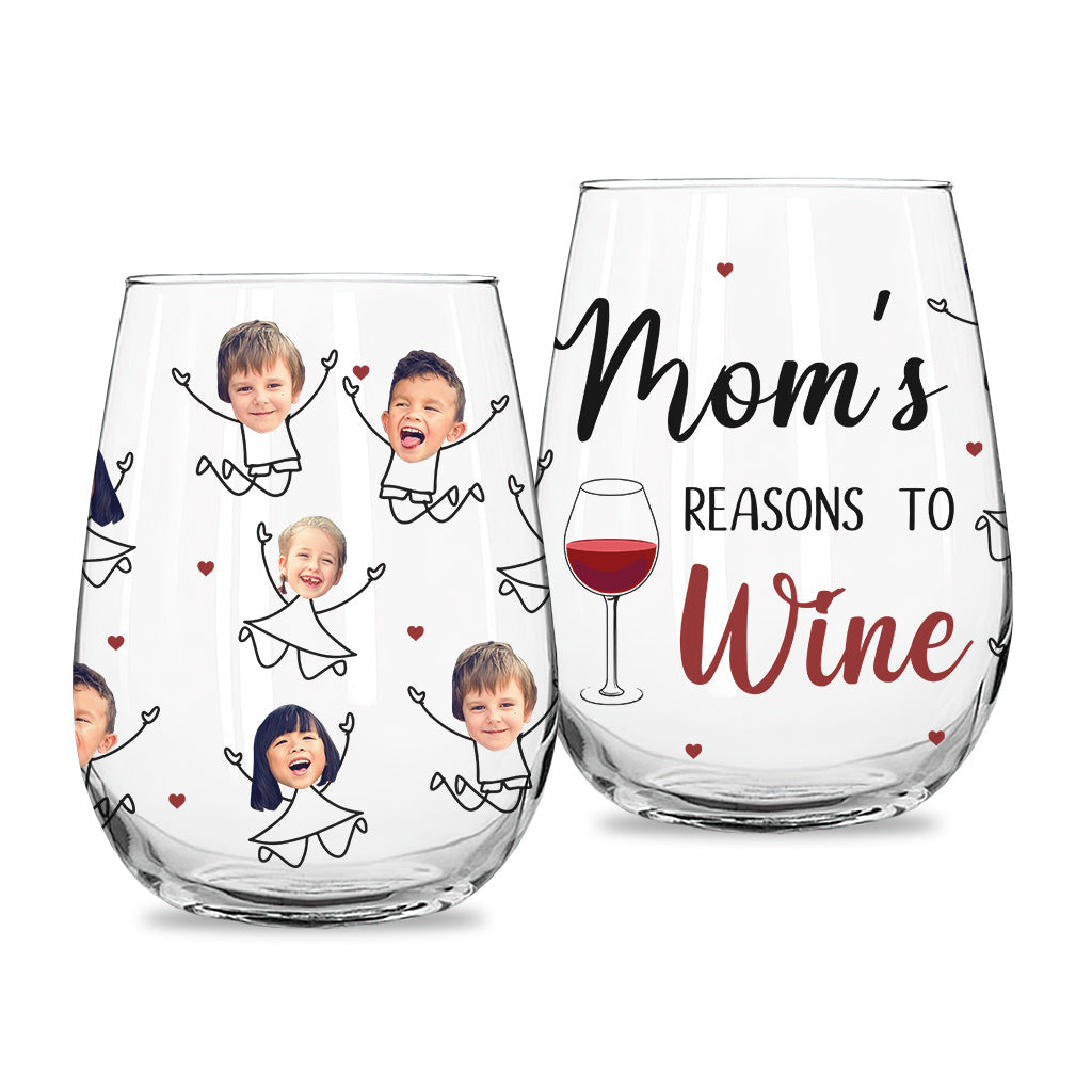 Mama's Reason To Wine - Personalized Mother's Day Mother All Over Wine Glass
