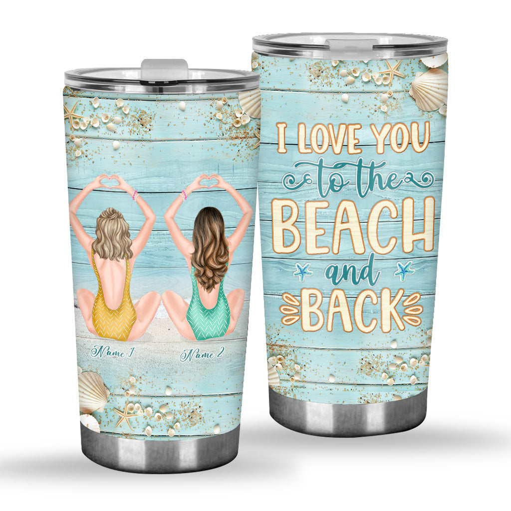 Ich liebe dich bis zum Strand und zurück – personalisierter Bestie-Becher