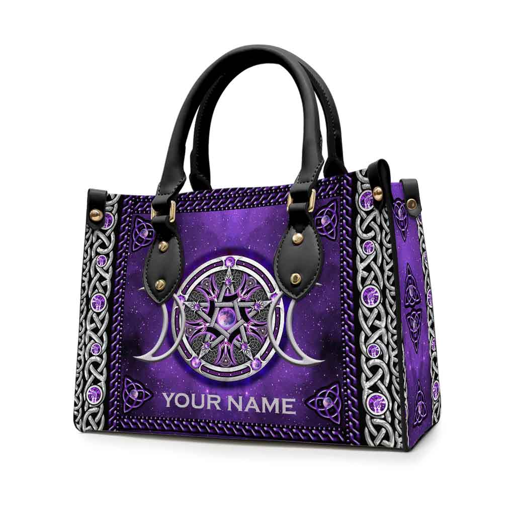 Magischer Alltags-Dreifachmond – Personalisierte Hexen-Lederhandtasche