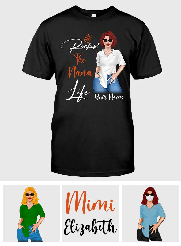 „Rockin The Nana Life“ – Personalisiertes Oma-T-Shirt und Hoodie