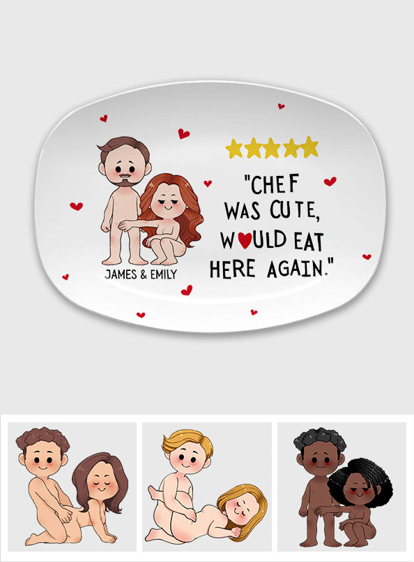 Der Koch war nett, ich würde hier wieder essen – personalisierter Teller für Paare