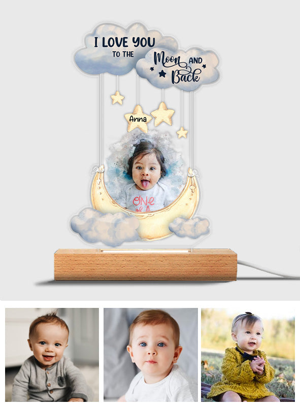 Ich liebe dich bis zum Mond und zurück – Personalisierte, familienförmige Plakettenleuchte