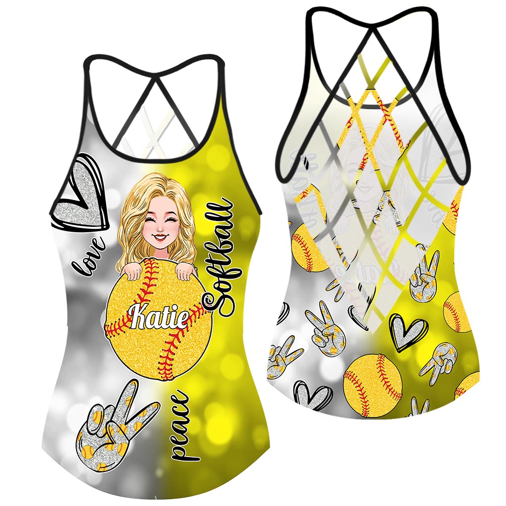 Coole Softball-Mama – Personalisiertes Softball-Tanktop mit Kreuz