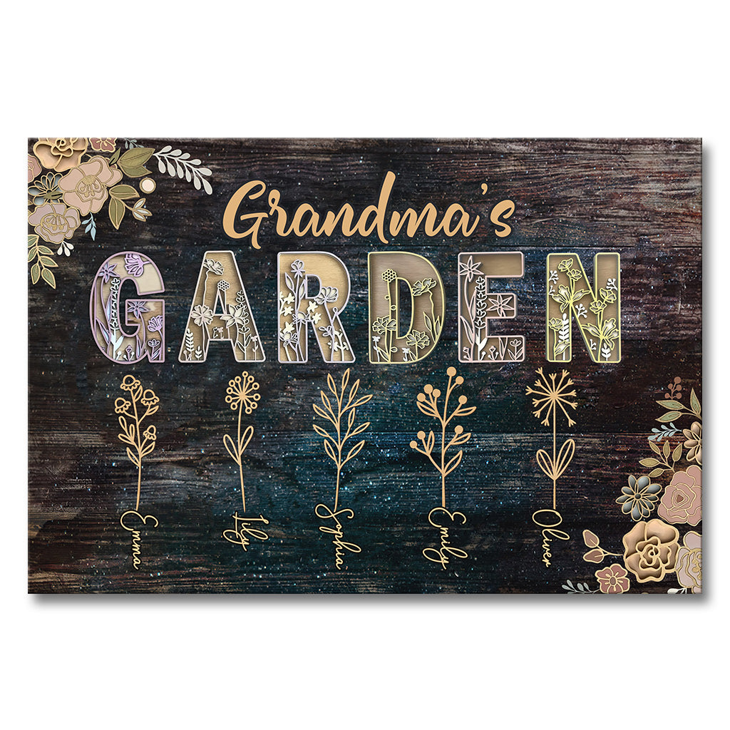 Omas Garten – Geschenk für Oma und Mama – Personalisierte Leinwand und Poster