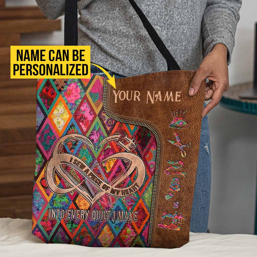 Personalisierte Tragetasche „Ich nähe ein Stück meines Herzens“